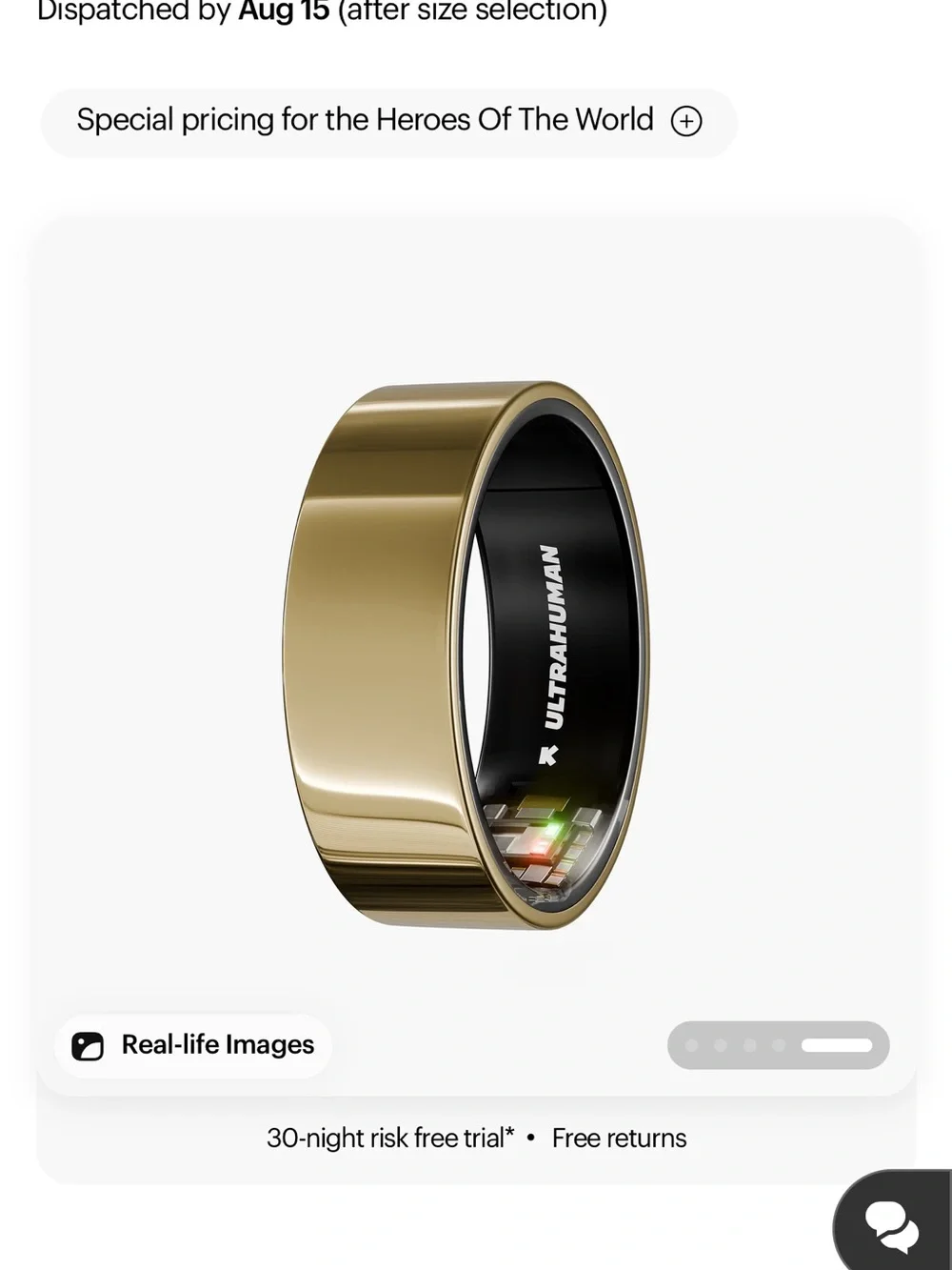Ultrahuman Smart Ring — Gold Health & Activity Tracker
